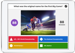 A game question in Kahoot! with four possible answers: A, B, C & D.
