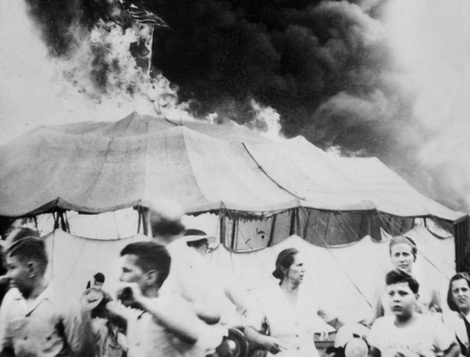 Kids leaving the burning circus tent in Hartford